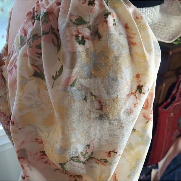 LC Lauren Conrad Cream Pink Floral Midi Dress - Picture 11 of 15